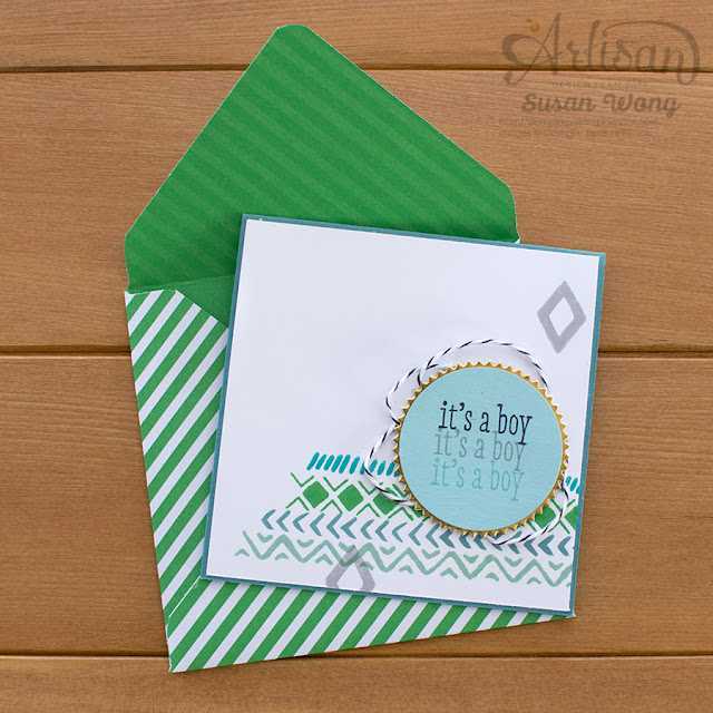 Bohemian Borders Baby Card ~ Susan Wong