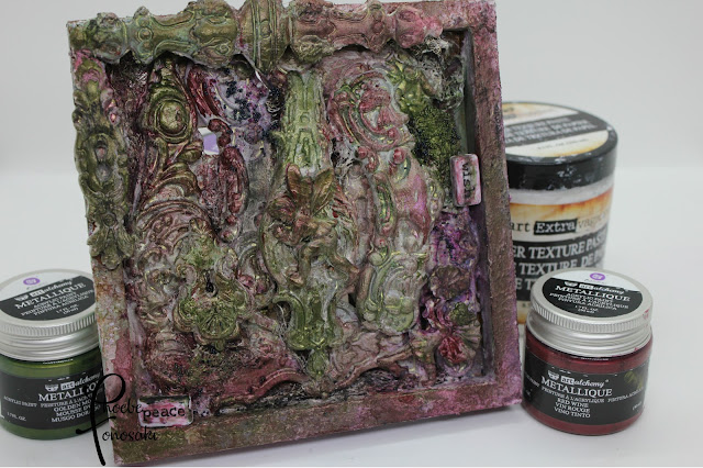 Mixed Media Altered food tray by Phoebe Tonosaki