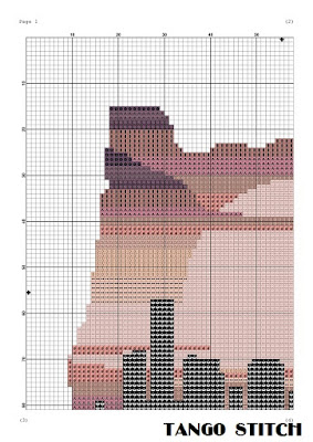 Oregon state map silhouette sunset cross stitch pattern