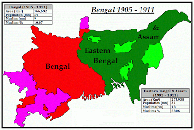 MAP AFTER PARTITION of Bengal