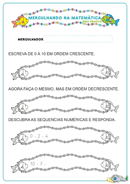 Caderno de Atividades Matemática Projeto no Fundo do Mar grátis para imprimir