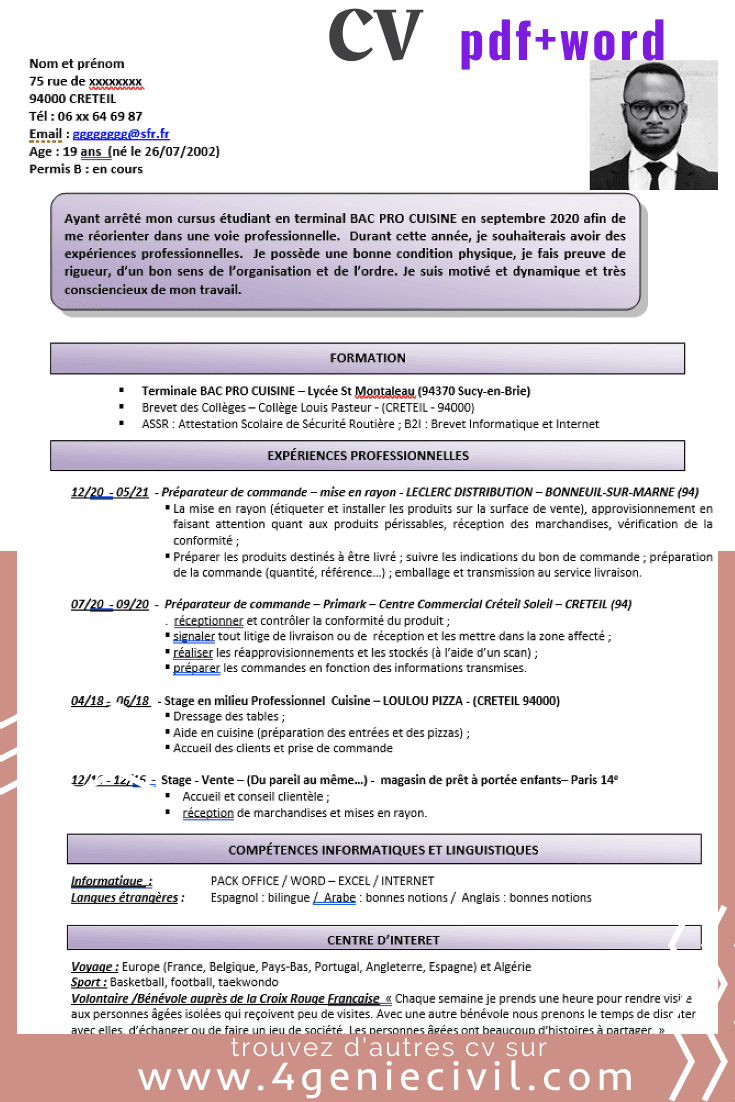 modèle cv simple pdf, exemple de cv pdf gratuit, curriculum vitae exemple,