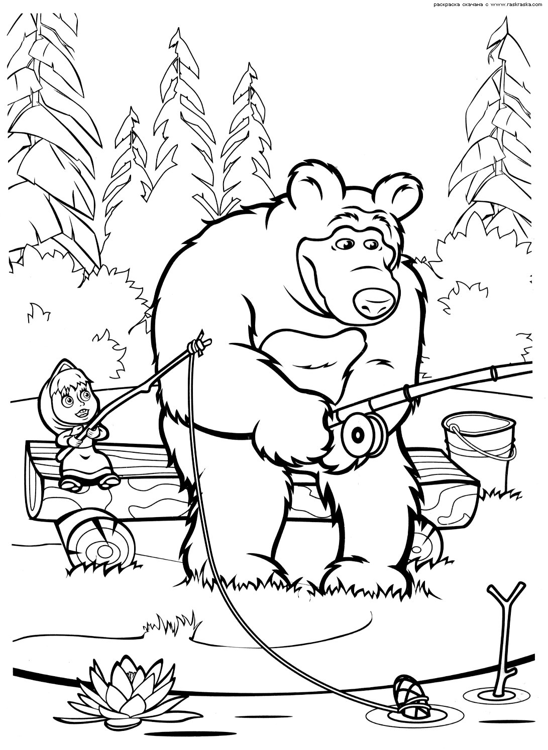10 Mewarnai Gambar Masha And The Bear