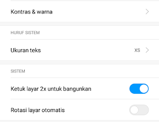 mengaktifkan ketuk layar 2 kali untuk bangunkan