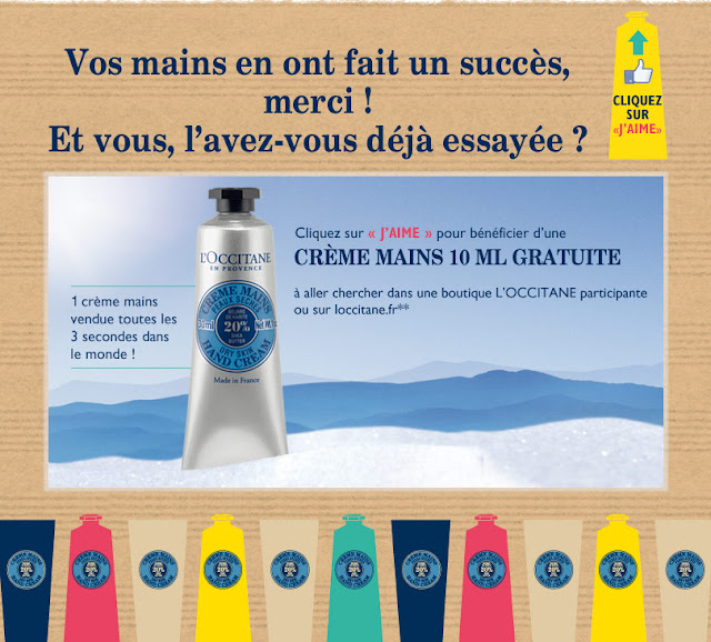 L'Occitane Crème mains 10ml gratuite