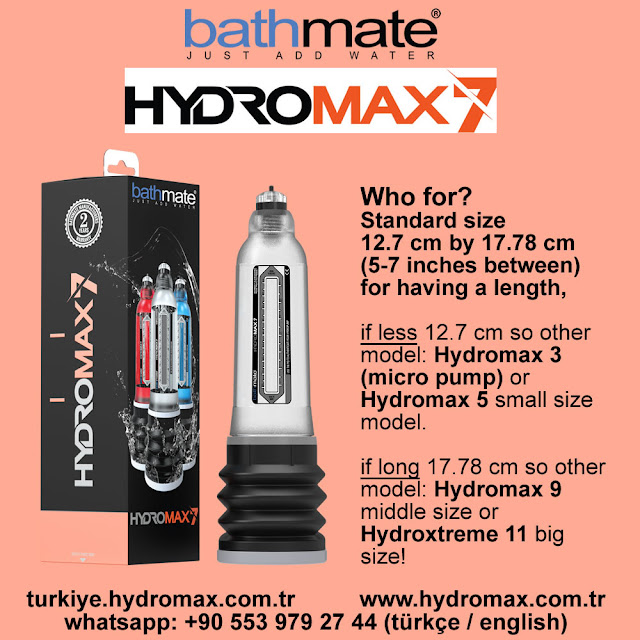 Bathmate Hydromax 7 standart penis pump size chart.