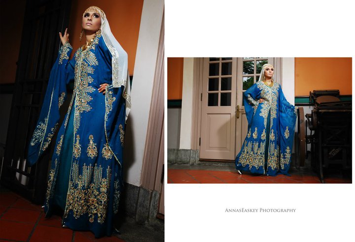 Blue Arabic Style Wedding Dress