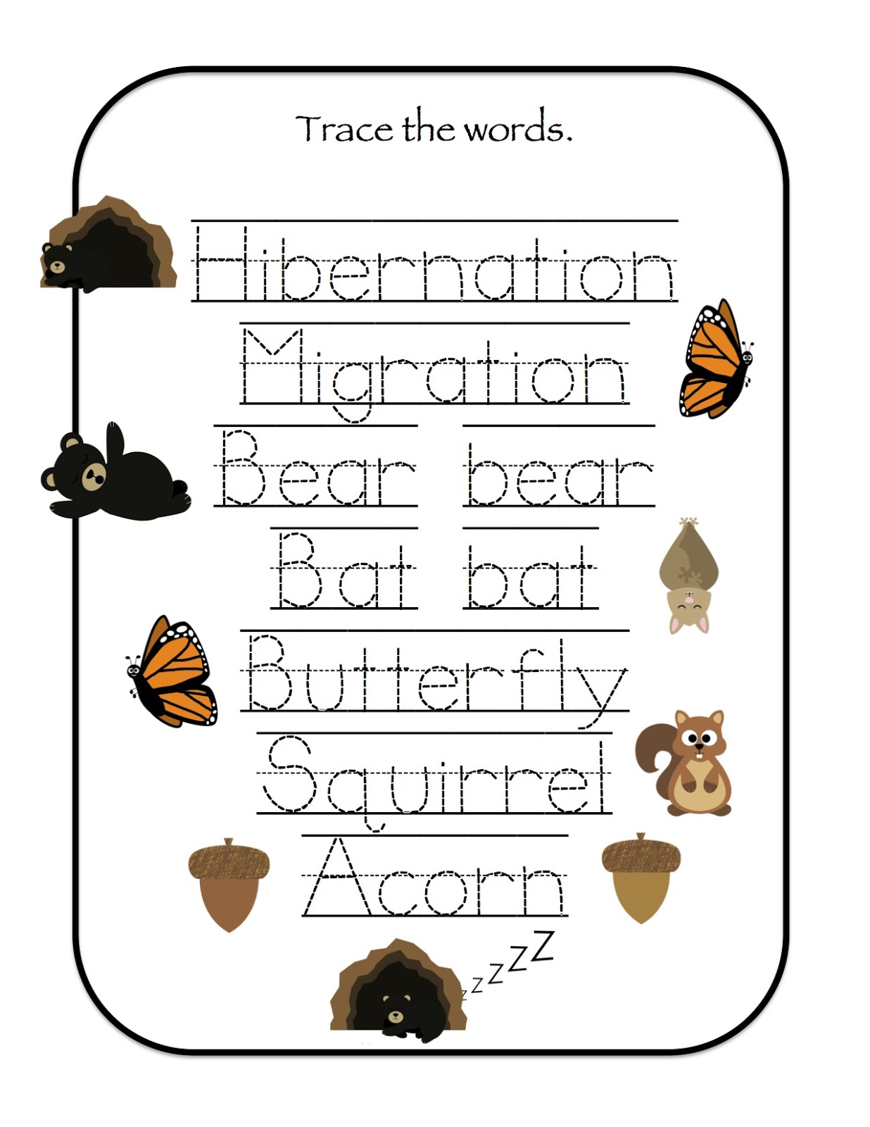 324 New preschool worksheet on hibernation 809 Preschool Printables: Hibernation & Migration Printable 