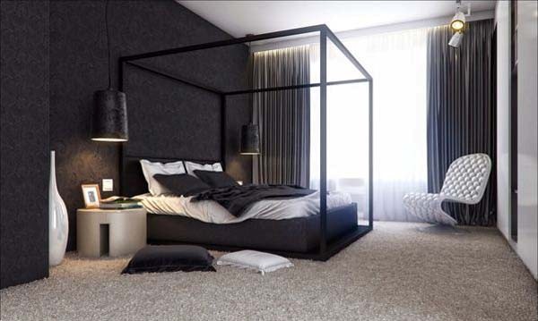 warna cat  kamar  tidur hitam putih  RUMAHMINIMALISPRO com