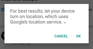 gambar cara menutup popup Google Location Service pada Android.