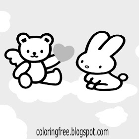 Soft toy teddy bear cute rabbit Hello kitty coloring sheet free adorable printable for teenage girls