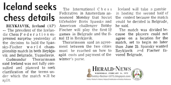 Iceland Seeks Chess Details