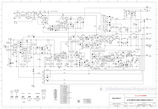 Diagrama Esquemático de Fonte de Alimentação - diagrama esquema fonte atx pc computador fonte pc fonte pc gamer ST-200HRK Seventeam