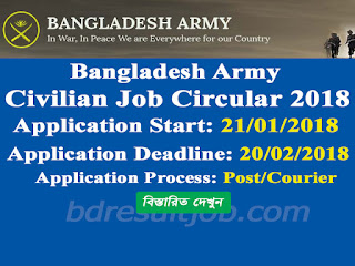 Bangladesh Army Civilian job circular 2018