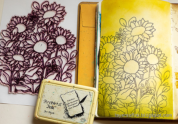 Layers of ink - Sunflowers and Birds Tutorial by Anna-Karin Evaldsson. Simon Says Stamp Sunflower Garden.