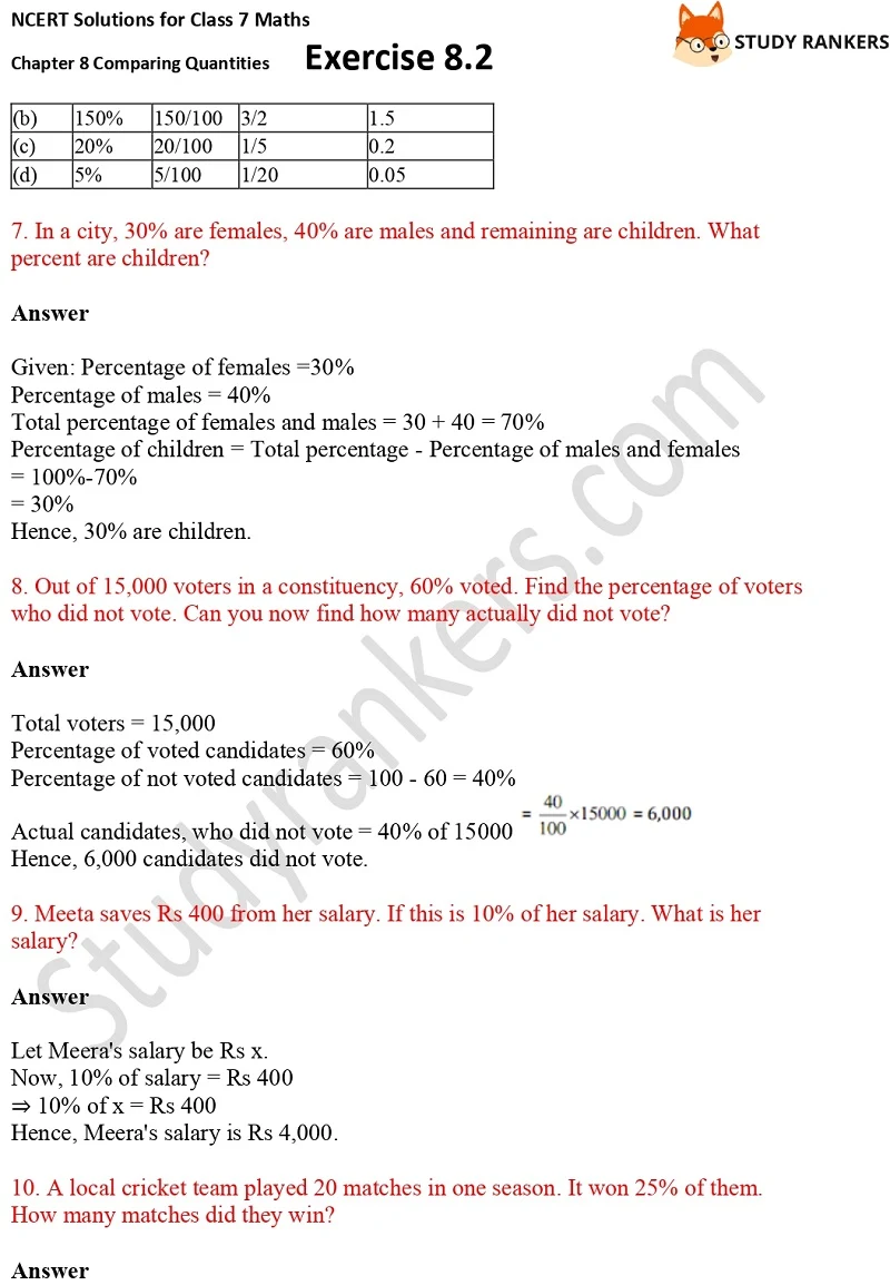 NCERT Solutions for Class 7 Maths Ch 8 Comparing Quantities Exercise 8.2 4