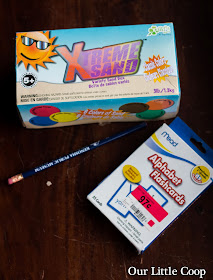 Xtreme colored sand, pencil, and alphabet flashcards