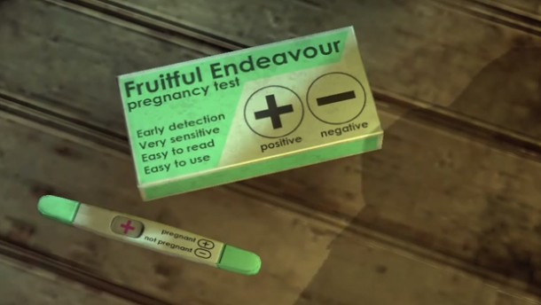 Alongside the usual trash lies a pregnancy test A test that reads positive
