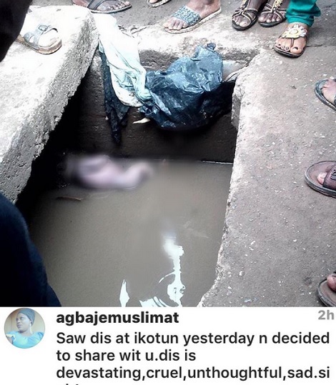 Residents in Total Shock as a Newborn Baby was Discovered Inside a Gutter at Ikotun, Lagos (Photo)