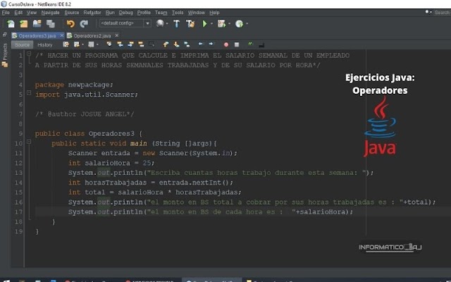 EJERCICIOS RESUELTOS de JAVA: Operadores / Salario de un Empleado