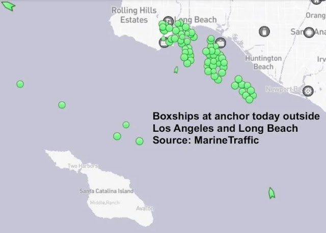 Made a record! More than 40 container ships waiting for berths outside Los Angeles and Long Beach