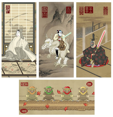 Ninja Star: Wars Series 2 Art Prints by Steve Bialik - “Invasion of the Death Palace,” “Spacewalker,” “Akuma” & “Iwoks”