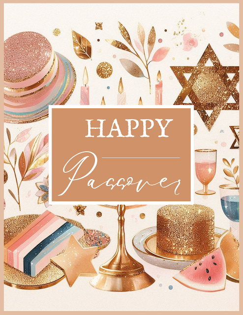 Free Printable Passover Card Greeting Wish Printable | Aesthetic Luxury Pink Pastel Cherry Salmon Gold Glitter Cute Exquisite Background Image Design