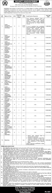 Latest Children Hospital Lahore-Jobs-April-2022