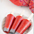 Strawberry popsicles with basil seeds