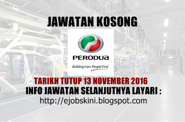 Jawatan Kosong Perodua Global Manufacturing Sdn Bhd - 13 