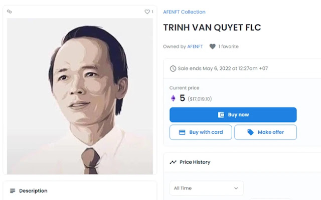 Ảnh NFT của ông cựu chủ tịch tập đoàn FLC Trịnh Văn Quyết được bán với giá gần 17000 USD trên nền tảng giao dịch OpenSea