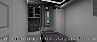 desain kamar tidur mungil minimalis abu-abu hitam