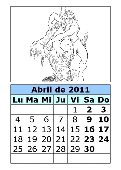 calendario 2011 abril. Calendario de Tarzán para