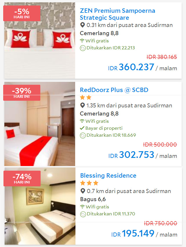  Hotel di sudirman dari murah ke mahal