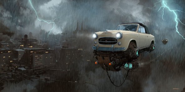 Alejandro Burdisio artstation arte ilustrações ficção fantasia vintage carros voadores robôs