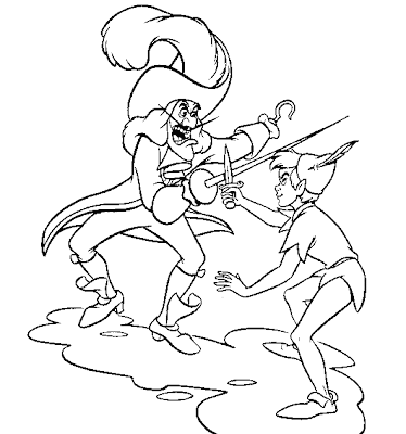 Peter  Coloring Pages on Tinkerbell Coloring Pages   Contention Peter Pan Vs Captain Hook