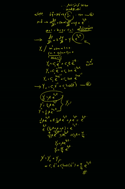 تحويل معادلة كوشي اويلر Cauchy–Euler الى معادلة ذات معاملات ثابتة