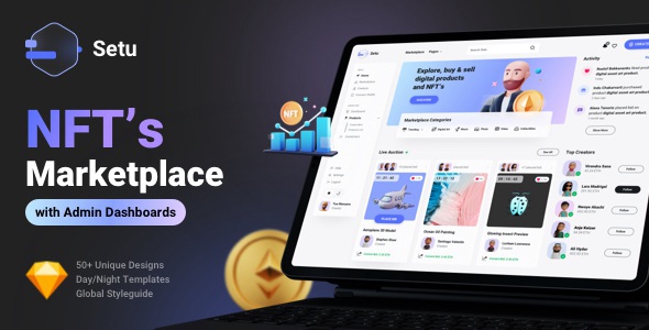 Best NFT Marketplace with Admin Dashboards Template