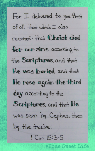 Scripture Writing, 1 Corinthians 15:3-5