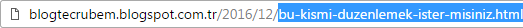 Blogger'da url kısmını düzenleme