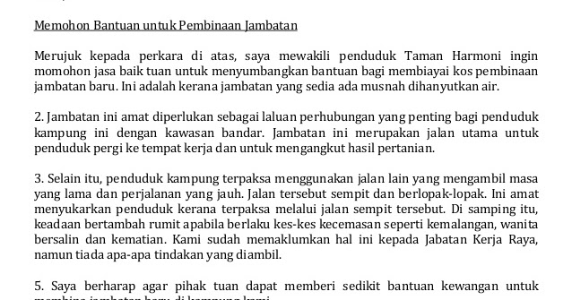 Contoh Surat Rasmi Rayuan Permohonan Biasiswa - Wall PPX