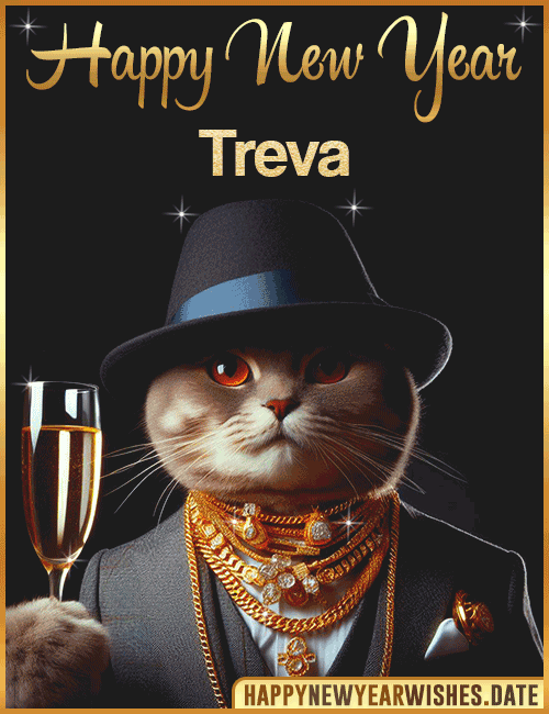 Happy New Year Cat Funny Gif Treva