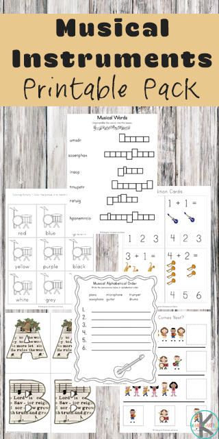 free musical instruments worksheets printable