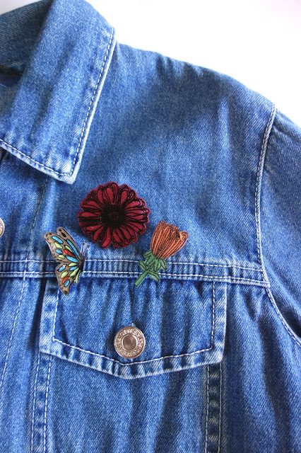 Shrinky Dinks tutorial, crafting with Shrinky Dinks, blah to TADA, handmade pins, DIY pins, Sharpie crafts, shrinking plastic crafts, toaster crafts, acrylic paint, bar pins, denim jacket, fashion accessories, brooch