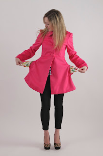 Julia Bobbin, Butterick 5145, hot pink coat, Jess from New Girl coat