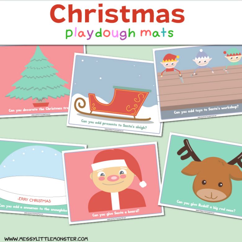 Christmas playdough mat activities for kids