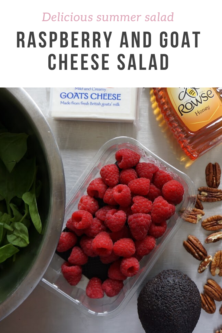 A perfect summer salad - a combination of raspberries and goat cheese makes for a sweet, savoury and tangy perfection!