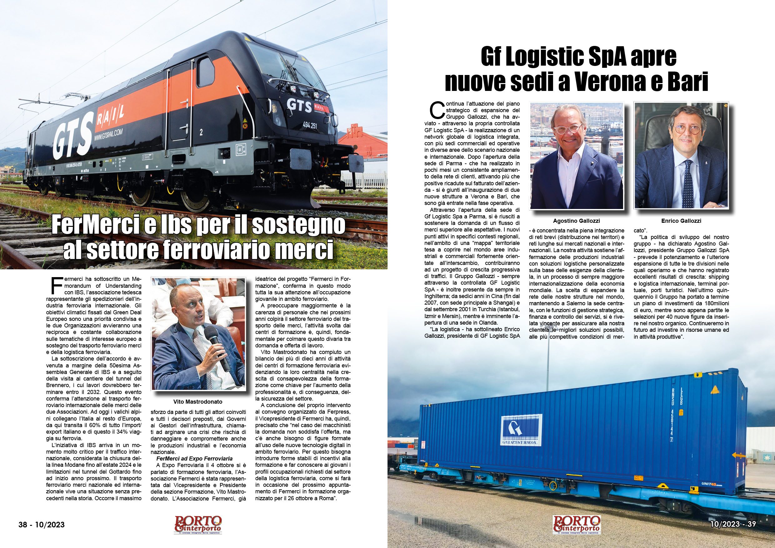 OTTOBRE 2023 PAG. 39 -  Gf Logistic SpA apre nuove sedi a Verona e Bari