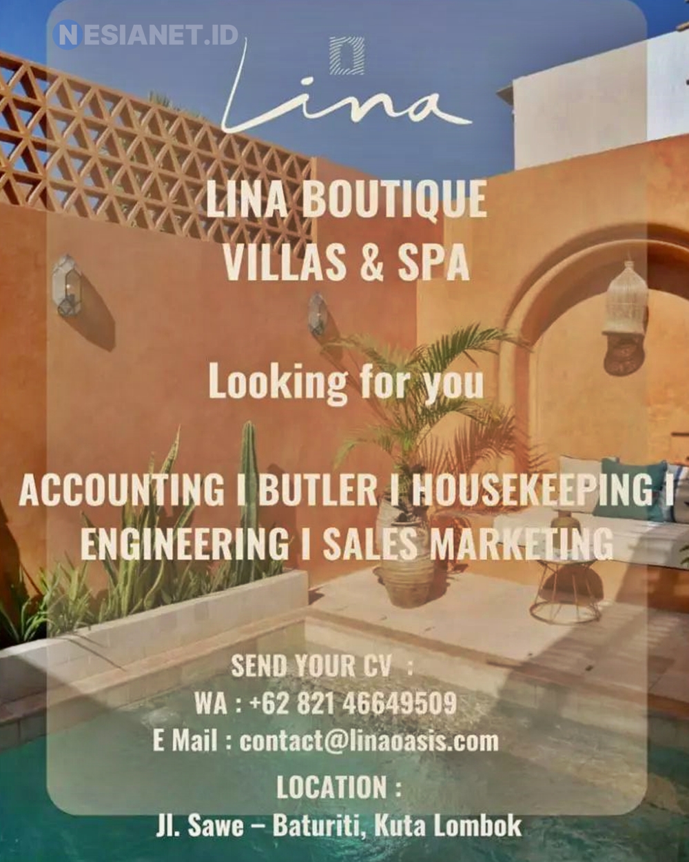 Lowongan Kerja Accounting di Lina Boutique Villas & Spa Kuta Lombok ...