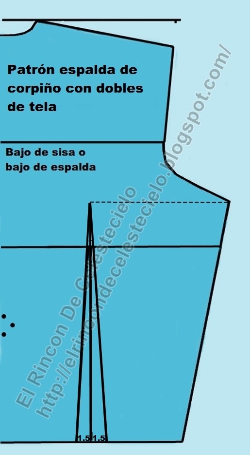 Trazo de patrón espalda de corpiño con pinza central